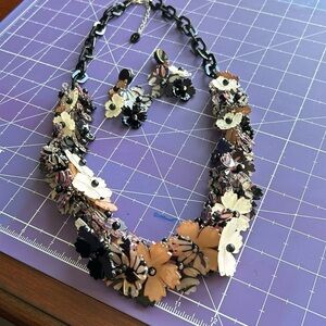 Vintage estate piece by R.J. Graziano chunky floral earthtone statement piece
